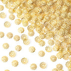 ANCIRS 600pcs 9mm Spacer Beads Caps for Jewelry Making, Metal Hollow Flower Bead Caps for Bracelet Necklace- Gold - color: Gold-600pcs-9mm