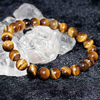 8mm Natural Gemstone Stretch Bracelet, Handmade Unisex Crystal Bracelets for Meditation, Yoga, Spiritual Healing & Positive Energy - color: Golden Tiger Eye
