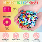 Jexine 10500 Pcs Pony Beads Bulk Plastic Beads for Bracelet Making Hair Braids DIY Necklace Jewelry Making Projects(Round,Mixed Color) - color: Mixed Color, style: Round