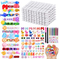JOICEE 80 Set Cheer Pins Spirit Clips,Clothes pins Include 126 Mini Resin Animals Bows and Self Adhesive Stickers Pen 300 Beads Pearls for Backpacks Ribbon Team Classroom Cheer Gifts Bulk(White Wood) - color: White