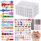 JOICEE 80 Set Cheer Pins Spirit Clips,Clothes pins Include 126 Mini Resin Animals Bows and Self Adhesive Stickers Pen 300 Beads Pearls for Backpacks Ribbon Team Classroom Cheer Gifts Bulk(White Wood) - color: White