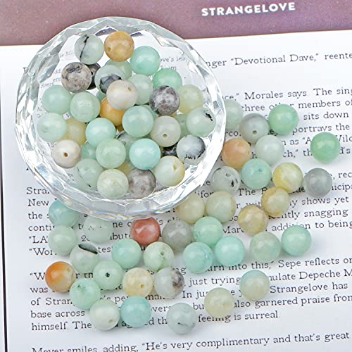AD Beads 8mm Natural Round Loose Beads 110 Pieces, for Making 108 Mala Prayer Beads Necklace, Bracelet & Yoga Meditation, Jewelry Design (Amazonite) - color: Amazonite
