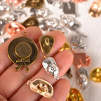 stino Metal Charms for Jewelry Making 100gram, Bulk Tibetan Silver & Gold Plated Trinkets for Earring Necklace Jewelry Making and Findings - color: Hat Silver & Gold