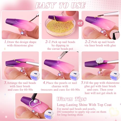 1-3MM Mini Small Nail Beads Metal Caviar Beads Gold Nail Charms and Gems Ball, Nail Balls for Nail Art Accessories Supplies Gold Rhinestones for Women Manicure - color: 13 Small Gold Nail Beads