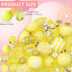 106Pcs 20mm Beads for Pens Making with Rondelle Spacer Beads Yellow Acrylic Focal Bubblegum Bead Crystal Round Sparkly Chunky Bead for Pens Beadable Keychain Necklace DIY Craft Jewelry Making Supplies - color: Yellow
