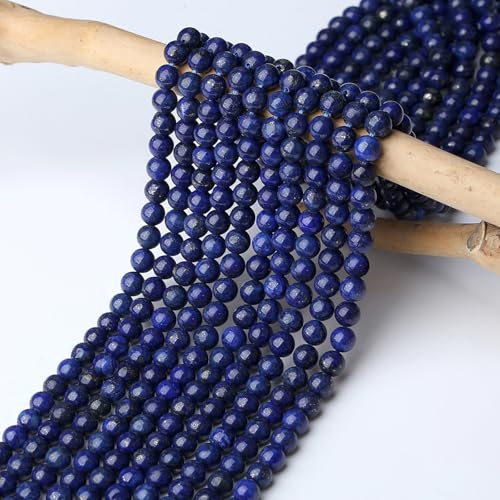 DUQGUHO Blue Beads for Jewelry Making 8mm Lapis Lazuli Beads for Bracelets DIY Natural Crystal Bead 47PCS - color: Blue#3