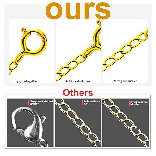 Necklace Extender, 4Pcs Gold 925 Sterling Silver Necklace Extenders Chain Bracelet Anklet Extension for Women Multiple Necklaces Jewelry (1”, 2”, 3”, 4”) - color: Golden