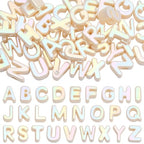 52Pcs 26 Styles Alphabet Shaped Beads Large Hole Letter Beads Small A to Z Hollow Pearlized European Acrylic Loose Smooth Spacers for Necklace Earrings Bracelets Keychain Jewelry DIY Crafts - style: Style 3