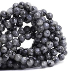 100pcs Natural Stone Beads 8mm Black Larvikite Round Genuine Real Stone Beading Loose Gemstone Hole Size 1mm DIY Charm Smooth Beads for Bracelets Necklaces Earrings Jewelry Making Crafts - color: Black Larvikite