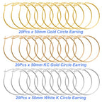 Hoop Earring Findings Stainless Steel Earrings Beading Round Earrings Hypoallergenic Hoop Earrings Open Beading Hoop for Jewelry Making DIY Crafts Art Creation (50mm) - color: 50mm