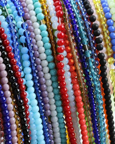 8mm Glass Beads 46PCS Glass Beads for Jewelry Making Charm Round Loose Bead for Bracelet Making Kit (White Jade) - color: White Jade
