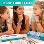 DDAI Bling Bracelet Kit for Girls Age 7-12 – Sparkly Friendship Craft Set with Gems, Threads & Stickers – Birthday Gift for 8 9 10 11 Year Old Girls & Holiday Surprise - color: Mint & White