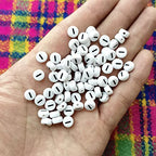 Amaney Letter Beads I 100pcs 7x4mm White Round Acrylic Black Alphabet for Bracelet Jewelry Making - color: I