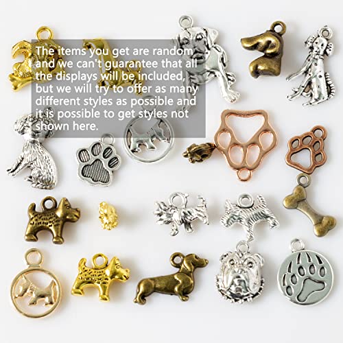 stino 100 Gram Metal Charms for Jewelry Making, Silver & Gold Plated, Bulk Pack for Bracelets, Necklaces, Crafts - color: Dog Mixed Color
