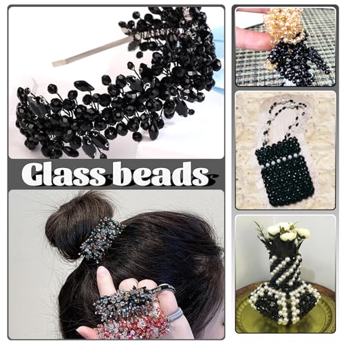 TOAOB 1000pcs Briolette Crystals Glass Beads 4mm 6mm 8mm Rondelle Faceted Spacer Beads Black Loose Beads for Bracelets Necklace Earrings Jewelry Making - color: Black