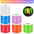 Lanyard String Kit, Cridoz 6Pack Glow in Dark Plastic Lacing Cord Gimp String Lanyard Weaving Kit for Boondoggle, Bracelets, Keychains, Crafts - style: Glow In Dark