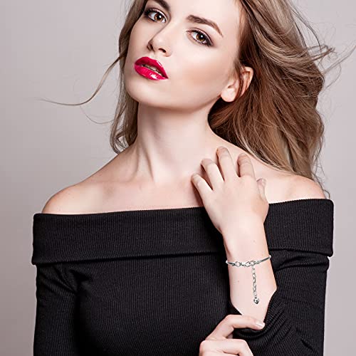 Hicarer 27 Pieces Snake Charm Bracelet Chain Adjustable Charm Bracelet Chain with Heart Shape Extender Copper DIY for Women Jewelry Making(7.9 Inch,Silver) - size: 7.9 Inch