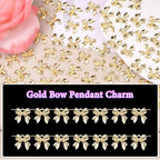 60 Pcs Alloy Gold Bow Bowknot Charms, Gold Bow Tie Pendant Charms Bulk for Jewelry, Bowknot Pendants Earring Charm Necklace Bracelets DIY Crafts Supplies - color: Set-2