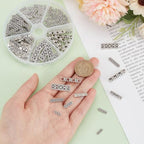 PH PandaHall 160pcs Rectangle Spacer Bar Beads, 6 Styles Tibetan Antique Silver Beads 3 4 6 Hole Multi Strand Connector Link End Bar for Layered Bracelets Necklaces Jewelry Making