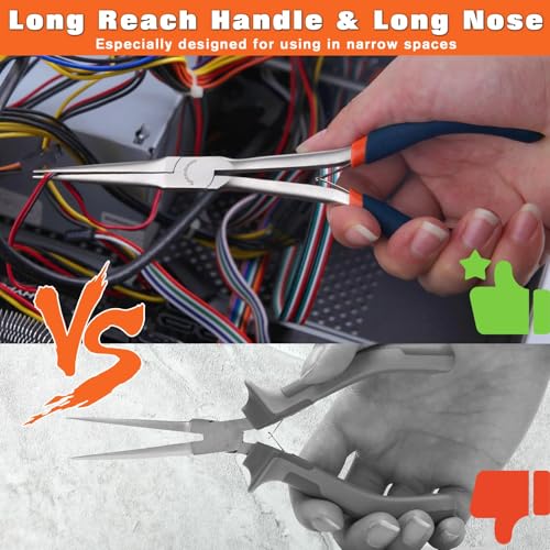 SPEEDWOX Long Needle Nose Pliers 7 Inch Long Nose Mini Precision Wire Looping Fine Pliers Long Anti-slip Handles Smooth Jaws High Leverage Reduce Efforts for Jewelry Making - style: Needle Nose Pliers
