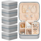 Taiyin Travel Jewelry Case, Bridesmaid Gifts Mini Jewelry Organizer, PU Leather Portable Earring Box for Women Girls - color: Gray