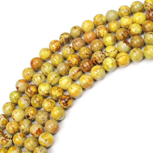 MJDCB 4mm Yellow Imperial Jasper Gemstone Beads Round Loose Stone Bead for Jewelry Making Bracelets Necklaces - color: Yellow Imperial Jasper, size: 4mm