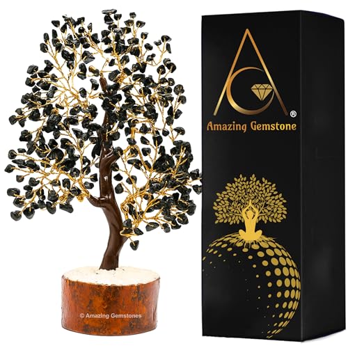 Amazing Gemstone Crystals and Healing Stones Birthday Gifts for Women - Black Tourmaline Crystal Tree of Life Home Decor Stocking Stuffers, Bookshelf, Room, Meditation Gift Unique Birthday Gifts - color: Black Tourmaline