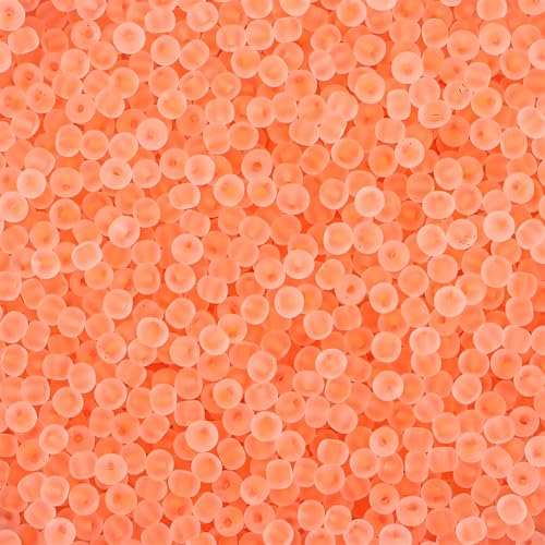 4mm Frosted Glass Seed Beads Bulk, 1000pcs Small Round Glass Bead Matte Loose Spacer Beads for Beading, Friendship Bracelet, Pendants, Key Chains, Necklaces, Hairpins, Orange Red - color: Orange Red