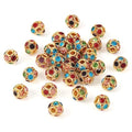 Craftdady 30Pcs 10mm Colorful Rhinestone Rondelle Spacer Beads Golden Disco Ball Loose Beads for Jewelry Making - color: Golden&Colorful-10x9mm