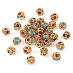 Craftdady 30Pcs 10mm Colorful Rhinestone Rondelle Spacer Beads Golden Disco Ball Loose Beads for Jewelry Making - color: Golden&Colorful-10x9mm