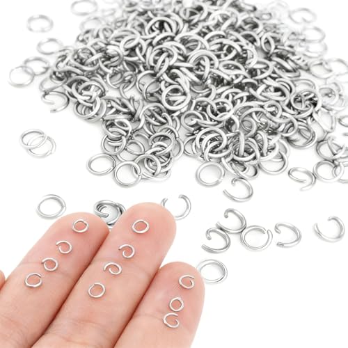 600 PCS 5/32" Silver Tiny Jump Rings, Small Open Jump Rings Single Loop Split Jumps Ring Metal Jewelry Findings for Necklaces Bracelets Earrings Crafts Decorations DIY Jewelry Making Replacement