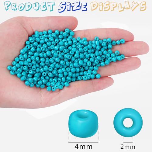 2200pcs Glass Seed Beads Bulk, 4mm 6/0 Pony Beads Bulk for Jewelry Making Mini Spacer Beads Loose Beads Craft Small Glass Seed Beads for DIY Bracelet Wrist (Malachite Blue) - color: Malachite Blue