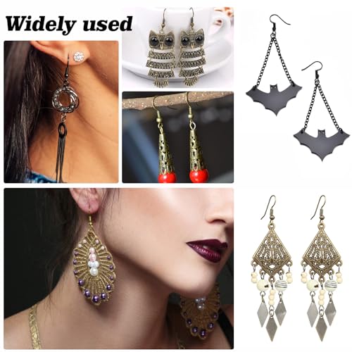 TOAOB 600pcs Earring Hooks Hypoallergenic Ear Wire Hooks with Open Jump Rings and Earring Backs Black Bronze Earring Making Kit for Jewelry Making Supplies