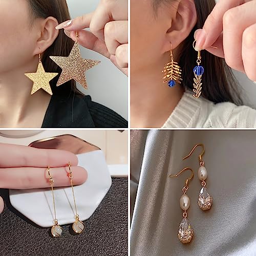 14K Gold Earring Hooks 50 PCS - Hypoallergenic Jewelry Making Supplies with Fish Hook, Ear Wires, Findings, and Hardware for DIY - color: Gold