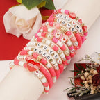 Twinfree Bohemia Beaded Bracelet for Women, Polymer Clay Stretch Bracelets - color: color 48