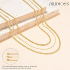 3PCS Gold Necklaces for Women,Chunky Statement Gold Plated Necklace Stack Layered Sterling Silver Herringbone Chains for Women Dainty Trendy Silver Chains Stacked Jewelry Gifts - color: gold rope necklace set