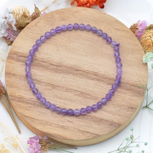 MASSIVE BEADS Natural Genuine Gemstone Beads Healing Crystal Chakra Reiki Jewelry Faceted Round Beads Bracelets 3mm - color: Amethyst