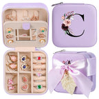 AYGXU Travel Jewelry Box for Women and Girls - Small Case With Initial A-Z - Teacher Gifts - color: purple, size: C