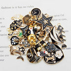 30pcs Mixed Enamel Charms Pendants for Jewelry Making Bulk lot Necklace Earrings Bracelet Craft Findings - color: Black