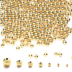 5mm-270pcs 18K Gold Filled Round Ball Beads for Jewelry Making Gold Spacer Beads, Smooth Gold Metal Beads for Bracelets Necklaces Earrings Crafts Bulk Supplies - color: 5mm-270pcs