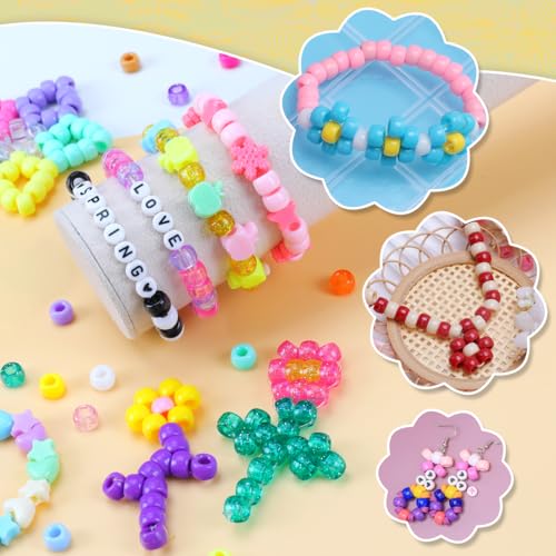 IOOLEEM Blue Solid & Glitter Bulk Pony Beads - 4000pc Kit for Friendship Bracelets & Jewelry Making, Easy Storage - color: Blue & Glitter