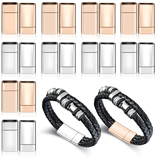 10 Pcs 11.0 x 3.0mm Hole Flat Jewelry Magnetic Clasps and Closure for Leather Bracelet Inner Hole Closure Strip Glue