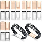 10 Pcs 11.0 x 3.0mm Hole Flat Jewelry Magnetic Clasps and Closure for Leather Bracelet Inner Hole Closure Strip Glue