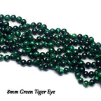 70PCS Natural 8MM Healing Gemstone, Green Tiger’s Eye Energy Stone Round Loose Beads, Semi-Precious Crystal Beads with Free Elastic String for Jewelry Making DIY - color: Green Tiger’s Eye, size: 8MM