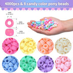 Praisebank Pony Beads, 4000pcs Pony Beads,Candy Macaron Color, Jewelry Making, Crafts, Hair Beads, Beads for Hair Braids., X-Large Pack - color: Macaron Candy