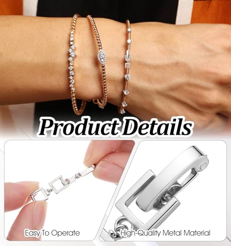 Bracelet Extender Clasp, 5PCS Tennis Bracelet Extender Necklace Extenders Chain for Women Adjustable Length, Foldover Clip Design, for DIY Jewelry & Crafts