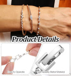 Bracelet Extender Clasp, 5PCS Tennis Bracelet Extender Necklace Extenders Chain for Women Adjustable Length, Foldover Clip Design, for DIY Jewelry & Crafts
