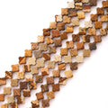 8mm Natural Brown Picture Gemstone Faceted Clovers Beads Four-Leaf Spacer Loose Beads for DIY Jewelry Making Beads - color: Brown Picture