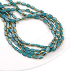 Glass Rice Beads Peacock Blue 4x6mm 50pcs Faceted Oval Golden Edge Crystal Loose Beads for DIY Craft Jewelry Making - color: Peacock Blue