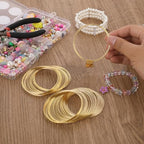 Jeffdad 100 Loop Memory Steel Wire Beading Wire for Jewelry Making Wrapping Stones Necklaces and Cable Bracelet (Gold, 100) - size: Gold